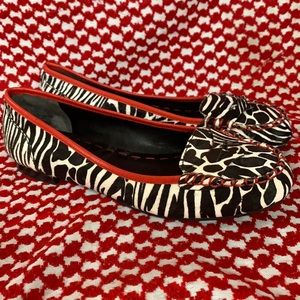 Nine West Leather Fur Eye Popper Slip-On Loafers